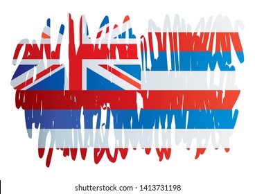 Flag of Hawaii, State of Hawaii, United States of America. Template for award design, an official document with the flag of Hawaii. Bright, colorful vector illustration for graphic and web design.