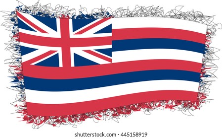 Flag of Hawaii. Vector illustration of a stylized flag. Shaggy edge.