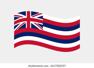 Flag of Hawaii. Hawaii wavy flag digital vector illustration. Fluttering flag.