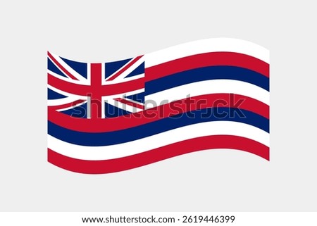Flag of Hawaii. Hawaii wavy flag digital vector illustration. Fluttering flag.