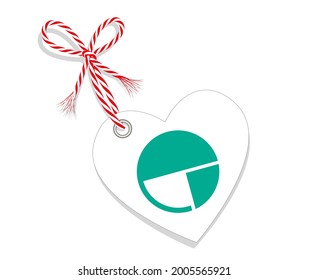 Flag as a heart "I Love Nagano" with a cord string,
Vector illustration isolated on white background
