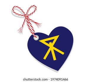 Flag as a heart "I Love Osaka" with a cord string,
Vector illustration isolated on white background
