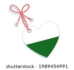 Flag as a heart "I Love Saxony" with a cord string,
Vector illustration isolated on white background
