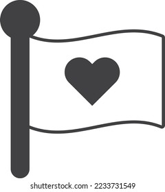 flag and heart illustration in minimal style isolated on background