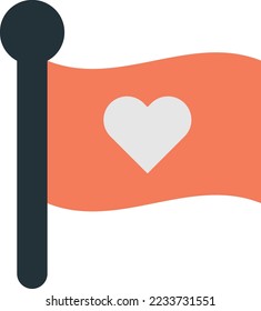 flag and heart illustration in minimal style isolated on background