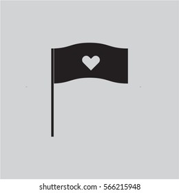 flag with heart sign icon