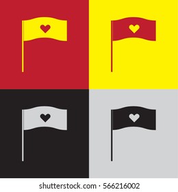 flag with heart sign icon