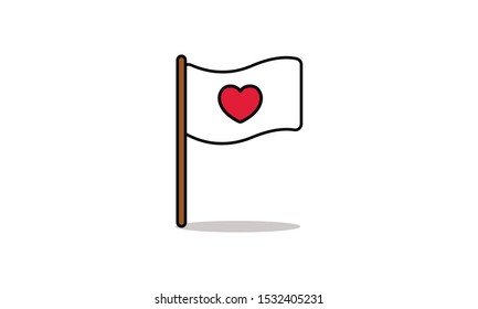 Flag With Heart Symbol On It