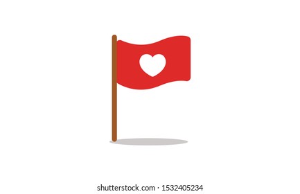 Flag With Heart Symbol On It