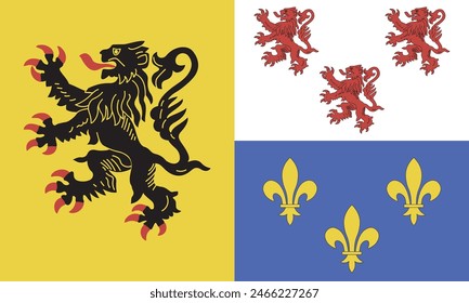 Flag of Heights-of-France province. Vector illustration