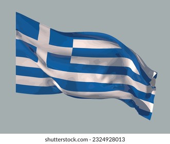 
Bandera de la República Helénica ondeando en el viento. Vector.