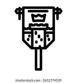 flag heraldry medieval line icon vector. flag heraldry medieval sign. isolated contour symbol black illustration
