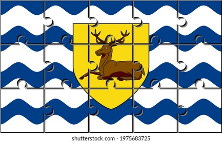flag of hertfordshire made with jigsaw puzzle pieces. proportion 3:5