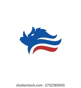 Flag Hog or Pig Logo Design 