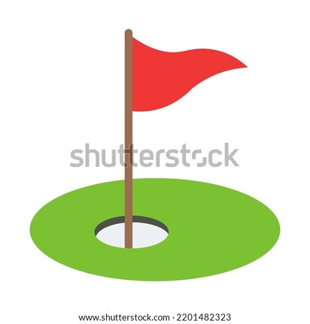 Flag in hole emoji icon isolated vector illustration on white background