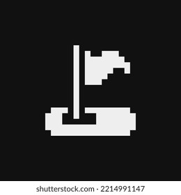 Marca en el icono de taladro. El arte de Pixel es de estilo plano. Diseño web, aplicación móvil. Sprite de 1 bit. Activos de juego. Ilustración vectorial abstracta aislada.