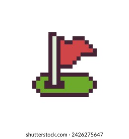 Marca en el icono de color de estilo plano de arte de píxel de agujero. Diseño web, aplicación móvil. Sprite de 8 bits. Activos del juego. Ilustración abstracta aislada del vector.