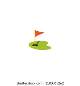 Flag in Hole Vector Illustration. Golf Game Icon