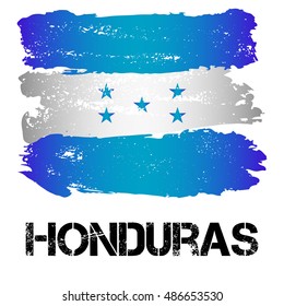 Flag of Honduras from brush strokes in grunge style isolated on white background. Country in Central Latin America. Vector illustration