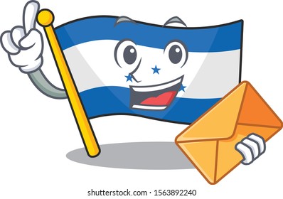 Flag honduras cartoon with in bring envelope character