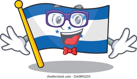Flag honduras cartoon with in geek character