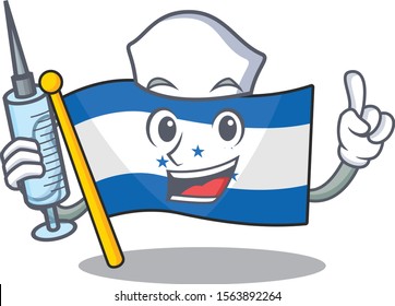 Flag honduras cartoon with in nurse character