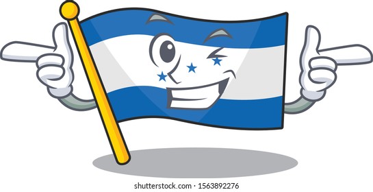 Flag honduras cartoon with in wink character