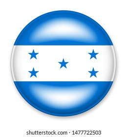 Bandera de Honduras en forma de botón redondo con un resplandor claro y una sombra. El símbolo del Día de la Independencia, un recuerdo, un botón para cambiar el idioma en el sitio, un ícono.
