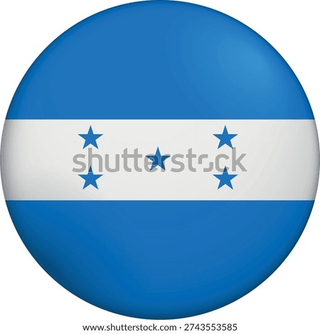 Flag of Honduras. Glossy circular flag. Button appearance. 3D Icon Design with depth. Professional, tactile look. Perfect for representing national identity in digital interfaces and perfect for websites