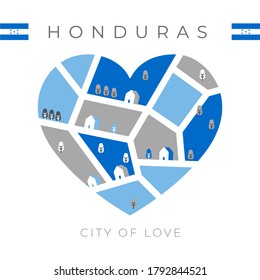 Flag of Honduras with heart shaped landscape : Vector Illustration