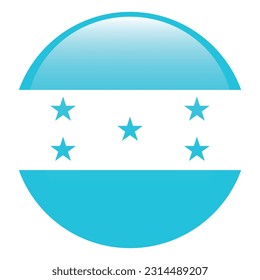The flag of Honduras. Flag icon. Standard color. A round flag. 3d illustration. Computer illustration. Digital illustration. Vector illustration.