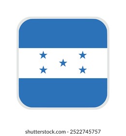 The flag of HONDURAS. Flag icon. Standard color. flat vector square with rounded corners. Computer illustration. Digital illustration. Vector illustration.
