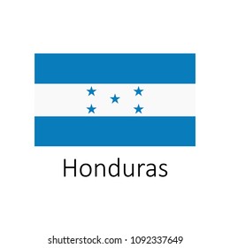 Flag of Honduras with name icon. Official colors and proportion correctly. National Honduras Flag vector. Honduras Flag vector illustration. National Honduras Flag vector