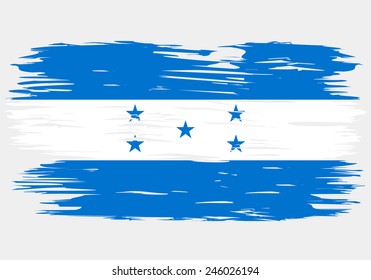 The flag of Honduras. Painted brush colored inks. Symbol Independence Day National Patriotic Travel Country Background Grunge Paint Stock Vector Icon Logo Picture Image Illustration Political