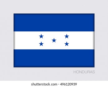 Flag of Honduras. Rectangular Official Flag. Aspect Ratio 2 to 3. Under Gray Cardboard with Inner Shadow