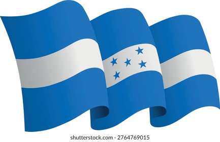 Flag of Honduras. Ribbon style flag that conveys a sense of movement and waving effect. The elegant curves and realistic shading create a sense of motion. Ideal for international projects, travel materials and cultural presentations
