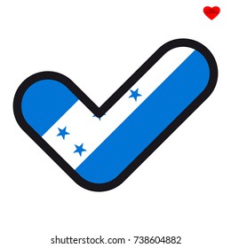 Flag of Honduras in the shape of check mark, vector sign approval, symbol of elections, voting.