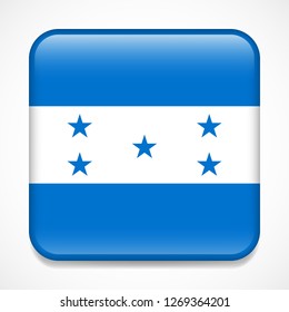 Flag of Honduras. Square glossy badge
