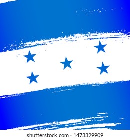 Flag of Honduras. Vector illustration on a white background. Brush strokes are drawn by hand. Independence Day.
