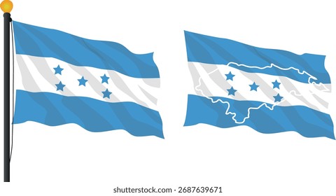 Bandera de Honduras ondeando Vector aislado