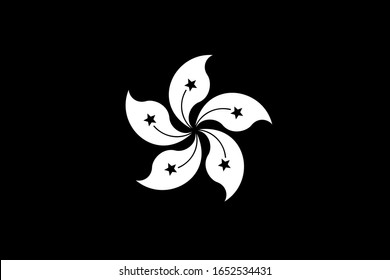  flag of hong kong, black and white