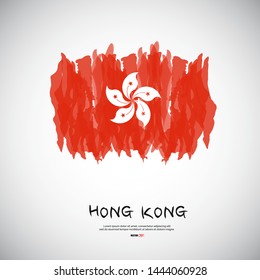Flag of Hong Kong with  brush stroke, grunge style background vector.