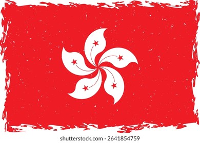 Flag of Hong Kong brush stroke grunge texture