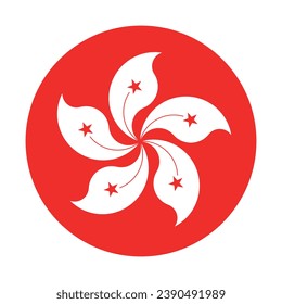La bandera de Hong Kong. Icono de indicador de botón. Color estándar. Indicador de icono de círculo. Ilustración del equipo. Ilustración digital. Ilustración vectorial.