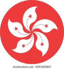 La bandera de Hong Kong. Icono de indicador de botón. Color estándar. Indicador de icono de círculo. Ilustración del equipo. Ilustración digital. Ilustración vectorial.