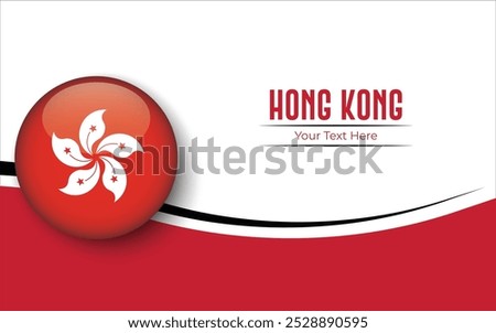 Flag of Hong Kong Circle isolated on White background with Text. Banner, Poster, vector, template, Mockup, Background, Social Media, Post, 3D.