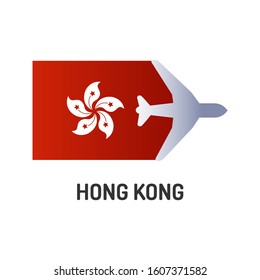 Flag of Hong Kong color flat icon. Airline network. International flights. Popular tourist destination. Vector element for web page, mobile app, promo.  UI UX GUI design element. 