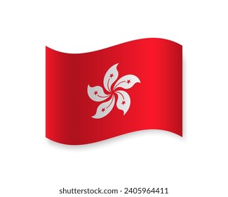 Flag of Hong Kong flat icon. Wavy vector element with shadow underneath. Best for mobile apps, UI and web design.