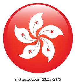 The flag of Hong Kong. Flag icon. Standard color. Circle icon flag. 3d illustration. Computer illustration. Digital illustration. Vector illustration.