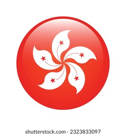 The flag of Hong Kong. Flag icon. Standard color. Circle icon flag. 3d illustration. Computer illustration. Digital illustration. Vector illustration.
